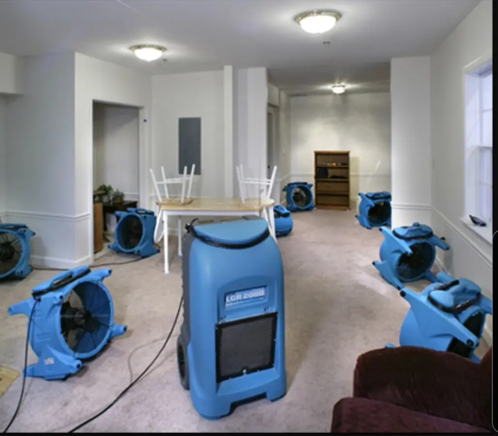 Air movers and dehumidifier setup for Water Extraction & Removal in Arlington